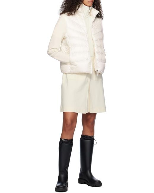 Moncler White Logo Patch Zip-Up Jacket