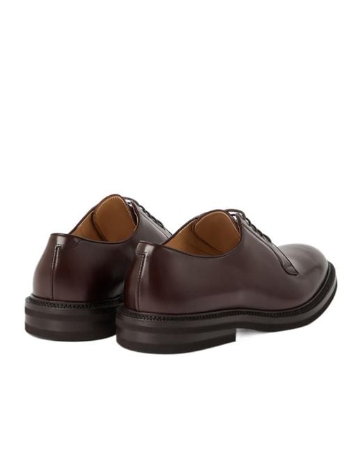 Brunello Cucinelli Brown Lace-Up Leather Derby Shoes for men