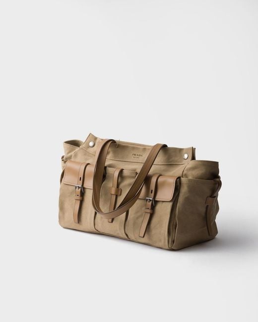 Prada Natural Buckled Pocket Tote Bag for men