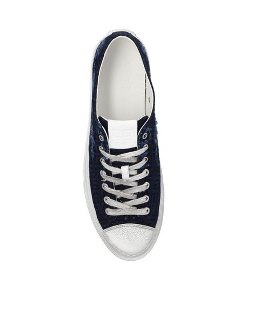 Givenchy Blue 4G Monogrammed Distressed Sneakers for men