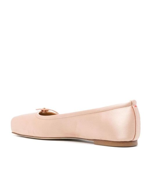 Aeyde Pink Square-Toe Satin Ballerina Shoes