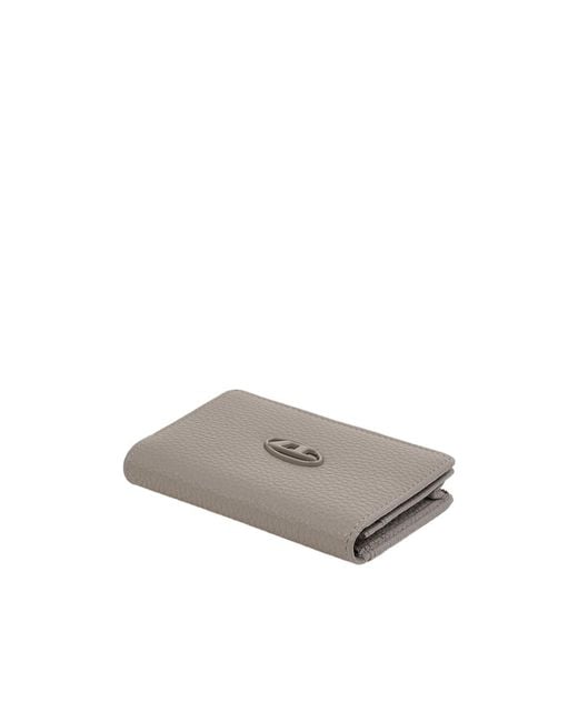 DIESEL Gray Logo-Plaque Cardholder for men