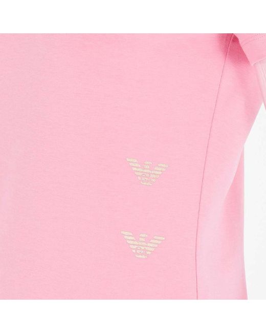 EA7 Pink T-Shirt With Round Neck And Short Sleeves