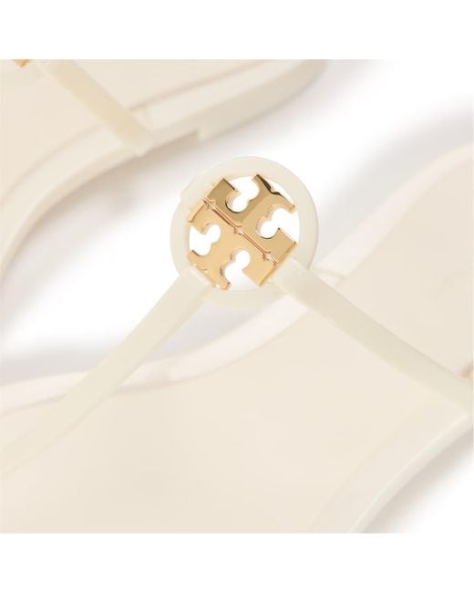 Tory Burch White Logo Flip-Flops