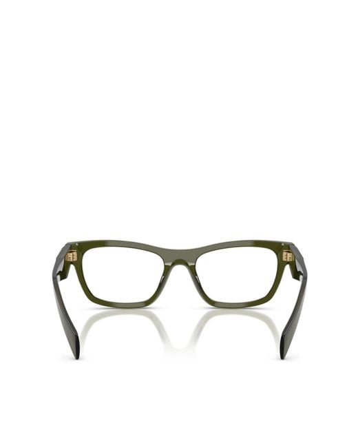 Prada Green Eyewear Rectangular Frame Glasses