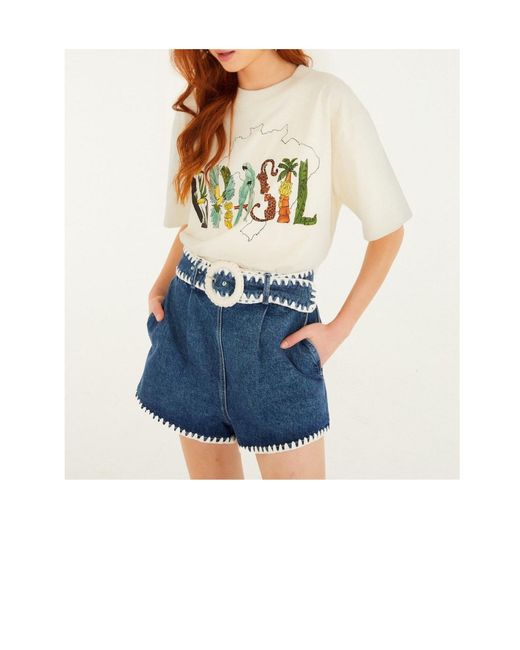 Farm Rio White Brasil Printed T-Shirt