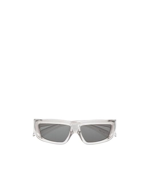 Rick Owens White Rectangular Frame Sunglasses for men