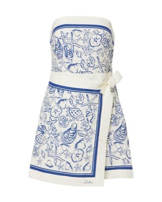 Jonathan Simkhai Blue Darbie Printed Linen-Blend Minidress