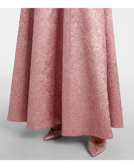 Emilia Wickstead Pink Nodin Open-Back Cloque Gown
