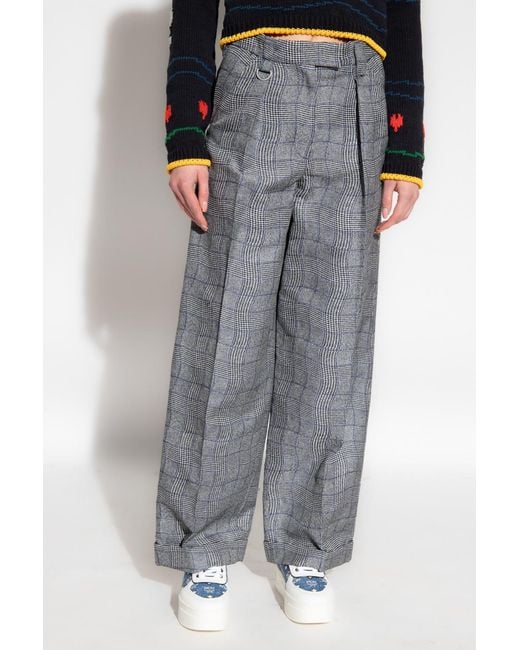 KENZO Gray 'Wavy Check' Suit Trousers