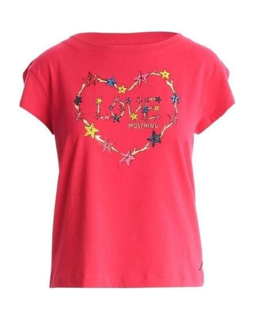 Moschino Pink Logo Printed T-Shirt With One Collar