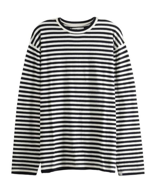 Extreme Cashmere Black Long-Sleeved Striped T-Shirt for men