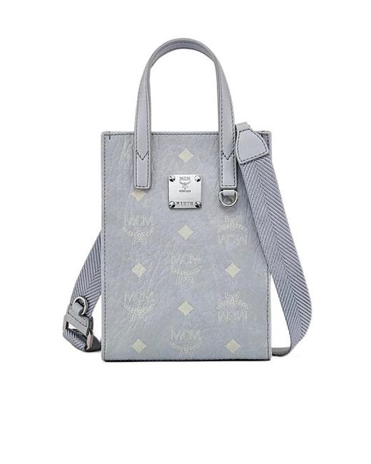 MCM Gray Aren Visetos Shoulder Bag