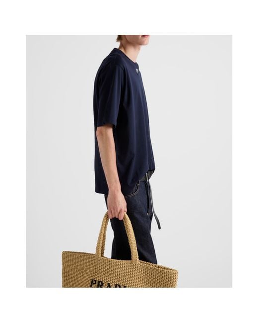 Prada Blue Cotton T-Shirt for men