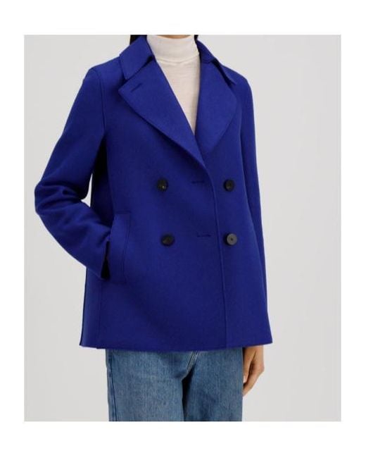 Harris Wharf London Blue Double-Breasted Wool Coat