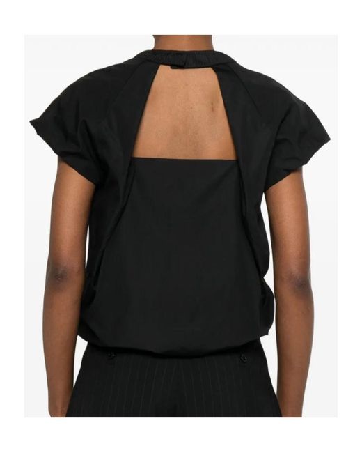 Sacai Black Poplin Open-Back Top