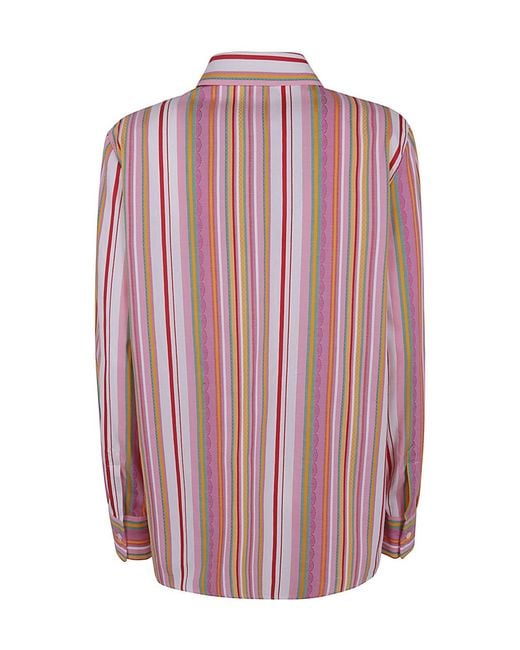 Etro Pink Striped Button-Up Shirt