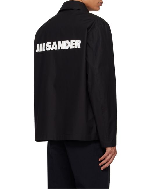 Jil Sander Black Logo Print Button-Up Jacket for men