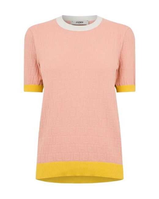 Fendi Pink Ff Pullover Knitted Top