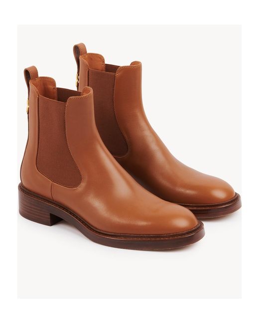 Chloé Brown Round-Head Short Boots
