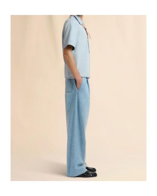 Marni Blue Short-Sleeve Chambray Shirt for men