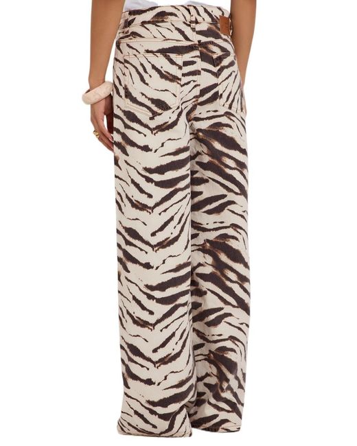 Ganni White Zebra-Print Jeans