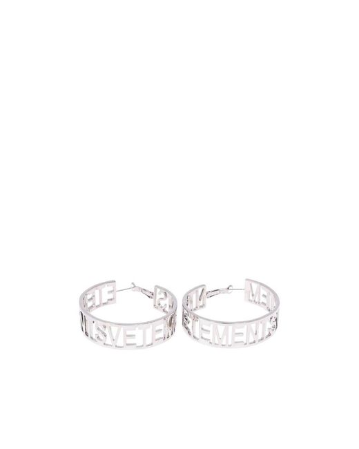 Vetements White Logo Hoop Earrings for men