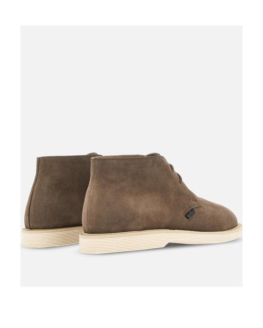 Hogan Brown Lace-Up Leather Boots for men