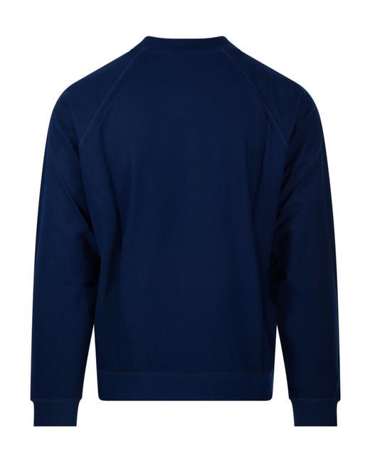 Emporio Armani Blue Logo Embossed Crewneck Sweatshirt for men