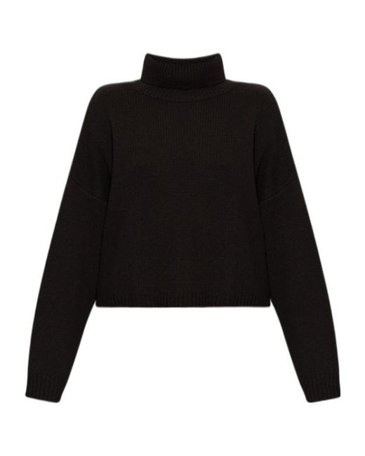 Lisa Yang Black Zerlina Boxy Turtleneck Knitted Sweater