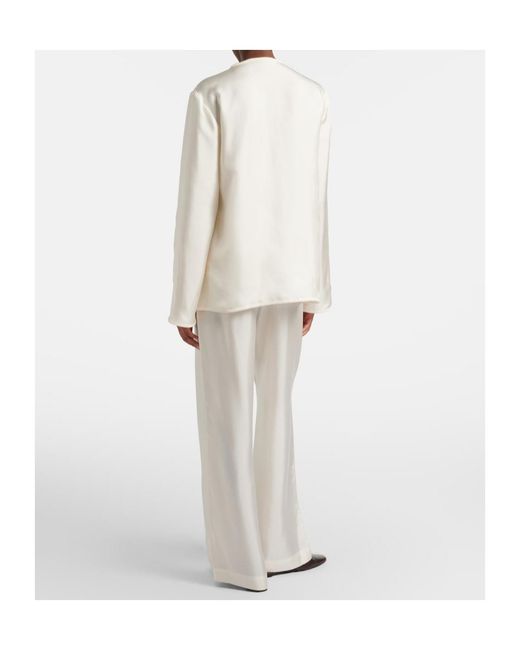 Rohe White Silk Wide-Leg Pants