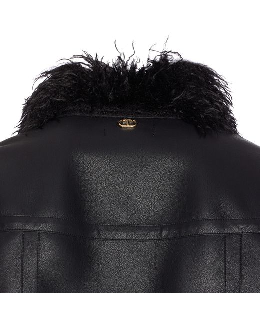 Twinset Black Faux Fur Leather Jacket