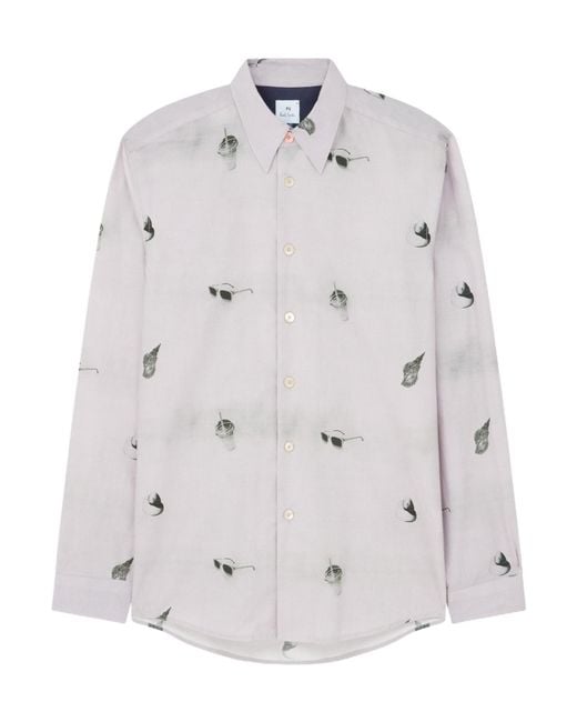 Paul Smith White Graphic-Print Long-Sleeve Shirt for men