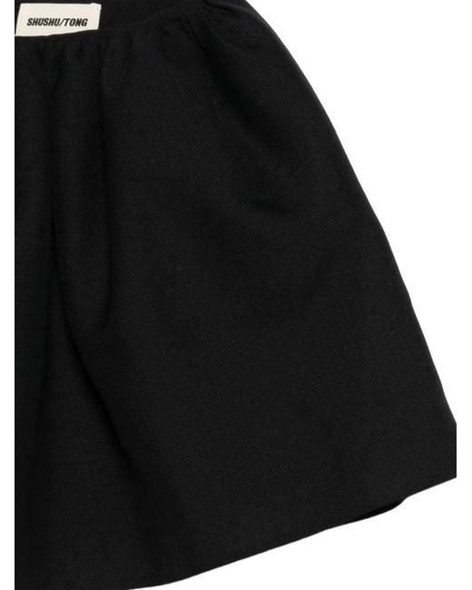ShuShu/Tong Black Gathered A-Line Mini Skirt
