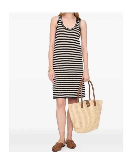Anine Bing Black Arie Dress And Ivory Stripe