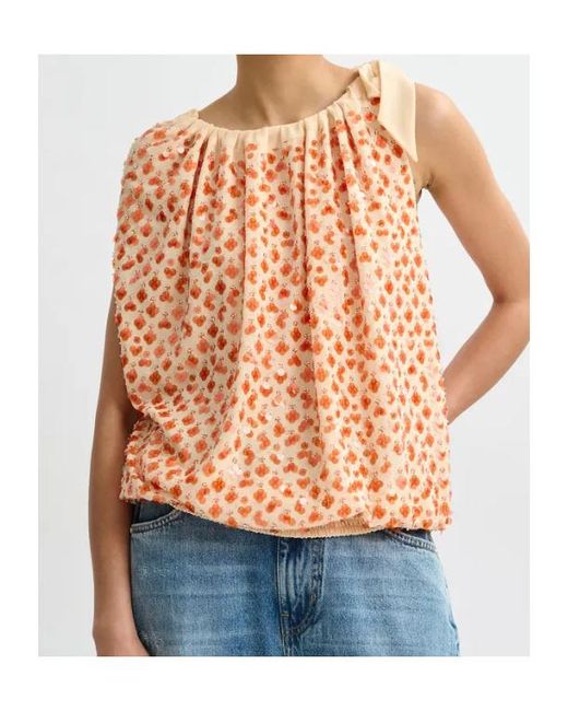 Essentiel Antwerp Orange Jocelyn Sequined Bow Top