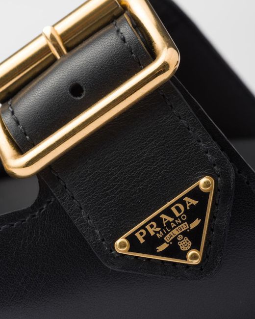 Prada Black Leather Strap Slides