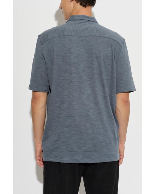 AllSaints Blue Robson Camp-Collar Shirt for men