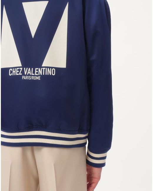 Valentino Blue Logo Printed Zip-Up Jacket for men