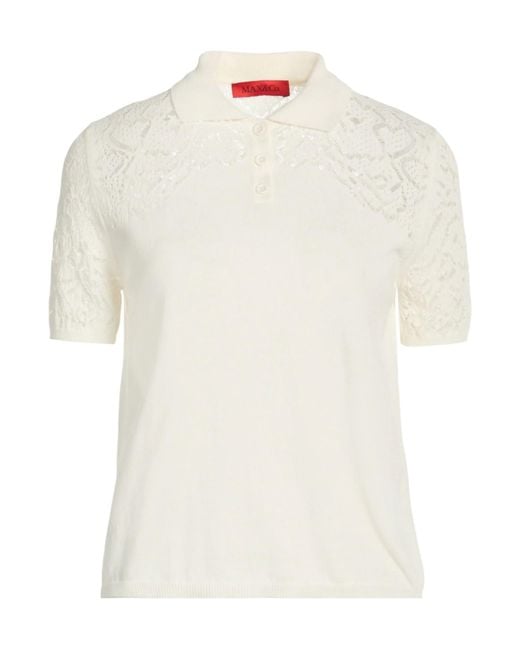 MAX&Co. White Polo-Neck Knit Top
