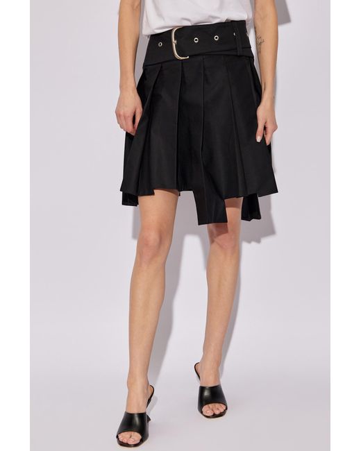 Off-White c/o Virgil Abloh Black Asymmetric Hem Pleated Mini Skirt