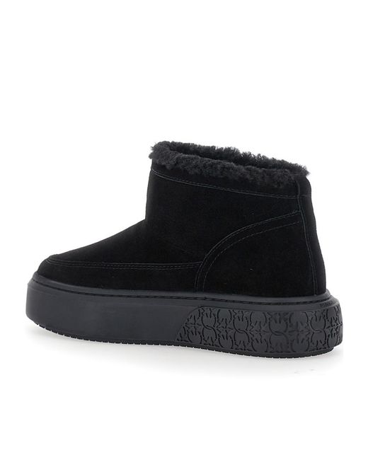 Pinko Black Round-Toe Slip-On Boots