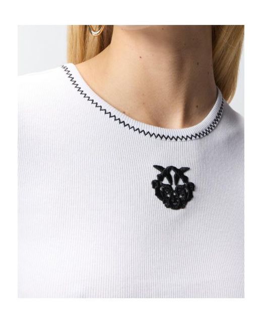 Pinko White Short Sleeve Crewneck T-Shirt