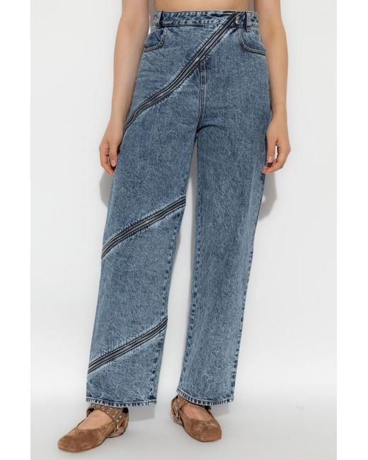 Alaïa Blue Alaïa Zip Detailed Spiral Jeans