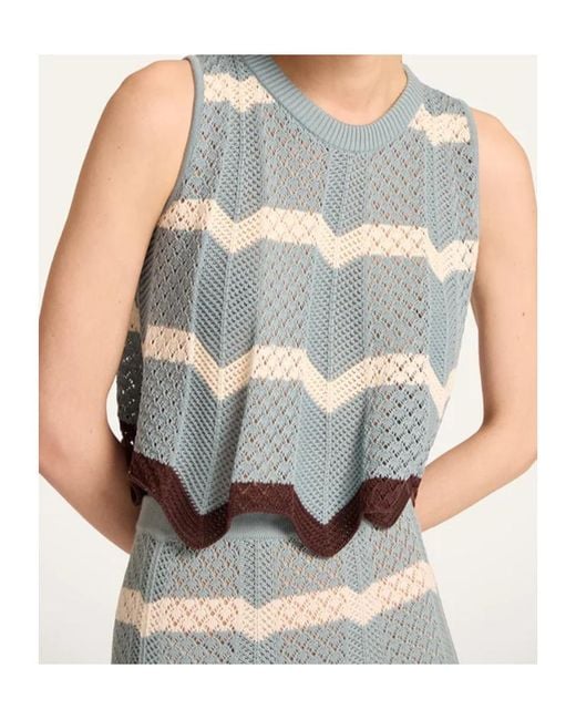 LaDoubleJ Blue Chevron Open-Knit Top