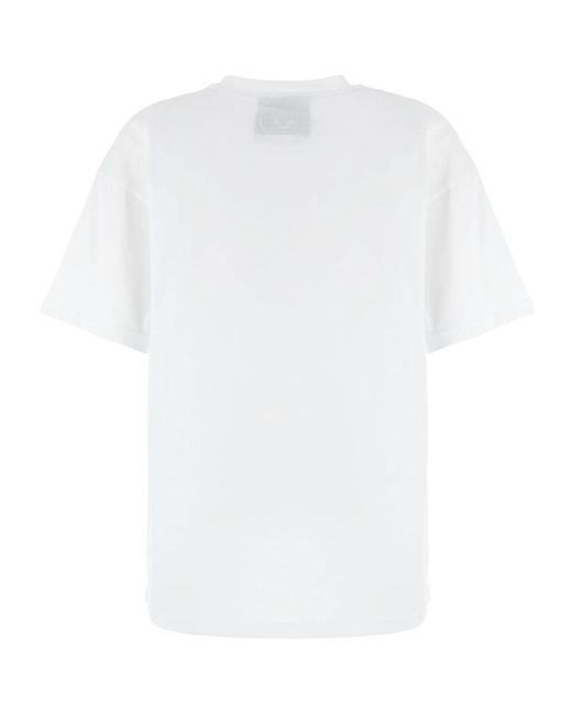 Moschino White Graphic Printed Crewneck T-Shirt