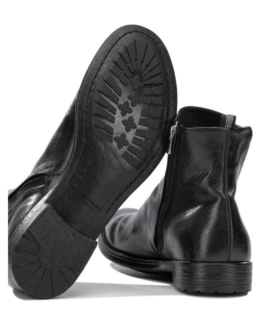 Officine Creative Black 'Hive 036' Ankle Boots With Zipper for men