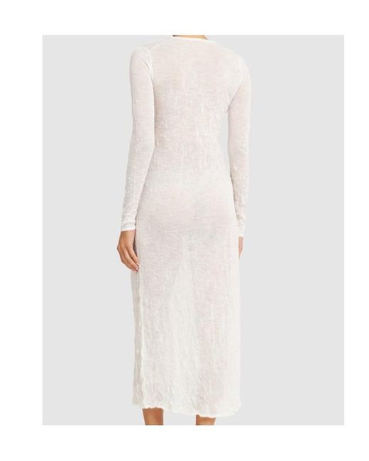Auralee White Wool Blend Long-Sleeved Knit Dress