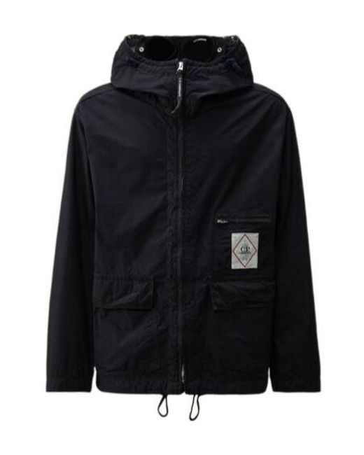 C P Company Black Hooded Utility Jacket for men