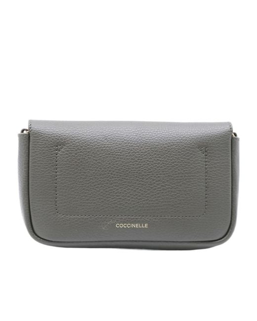 Coccinelle Gray Flap Logo Shoulder Bag